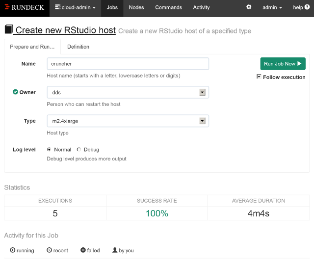 Specifying job options through Rundeck's GUI