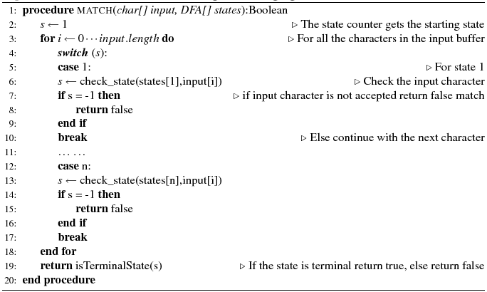 Generated code structure for a goto-less language